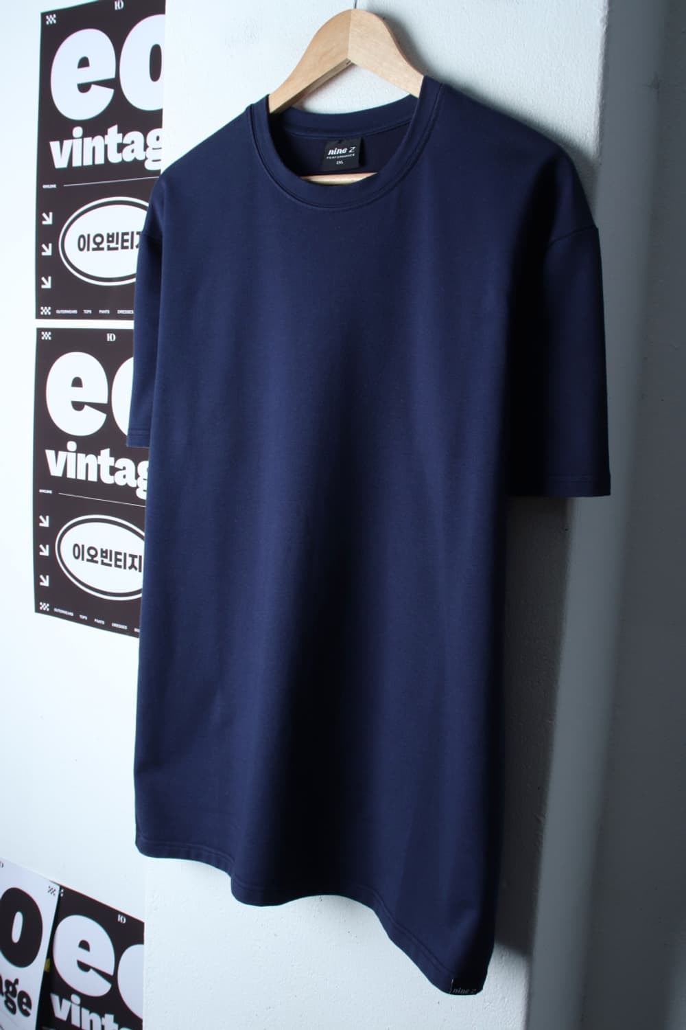 (2XL-3XL) 나인제트 반팔 티셔츠 빅사이즈 네이비 무지-H33392 상품이미지1
