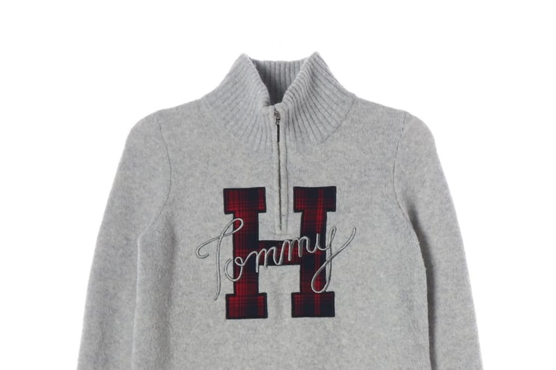 타미힐피거 타탄체크 H로고 하프집업 니트 S 상품이미지3