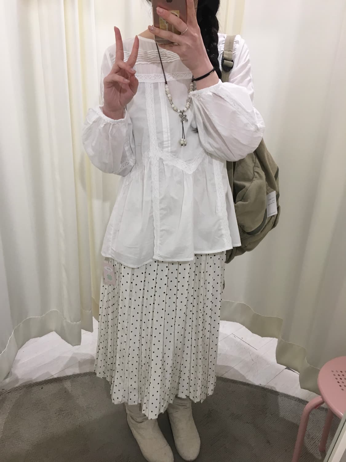 사선 레이스 블라우스 상품이미지6