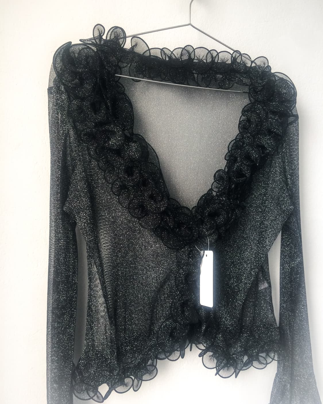 Ruffle point glitter mesh cardigan 상품이미지4