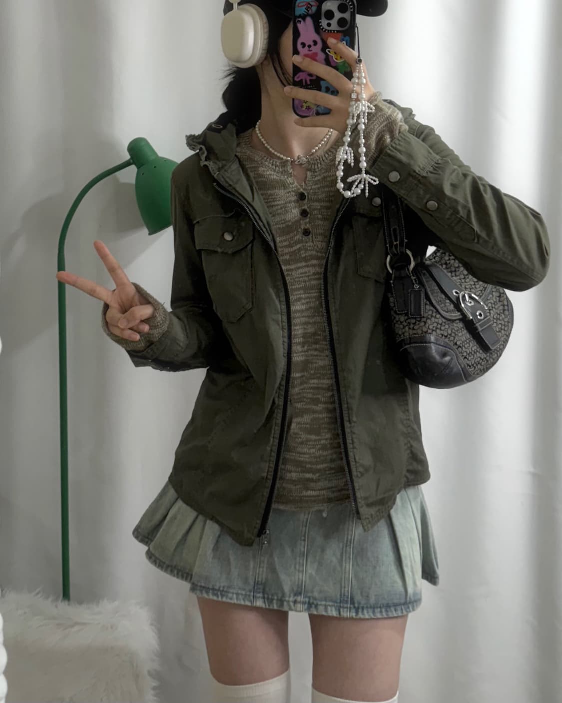 카키 투 포켓 후드 집업 자켓 상품이미지3