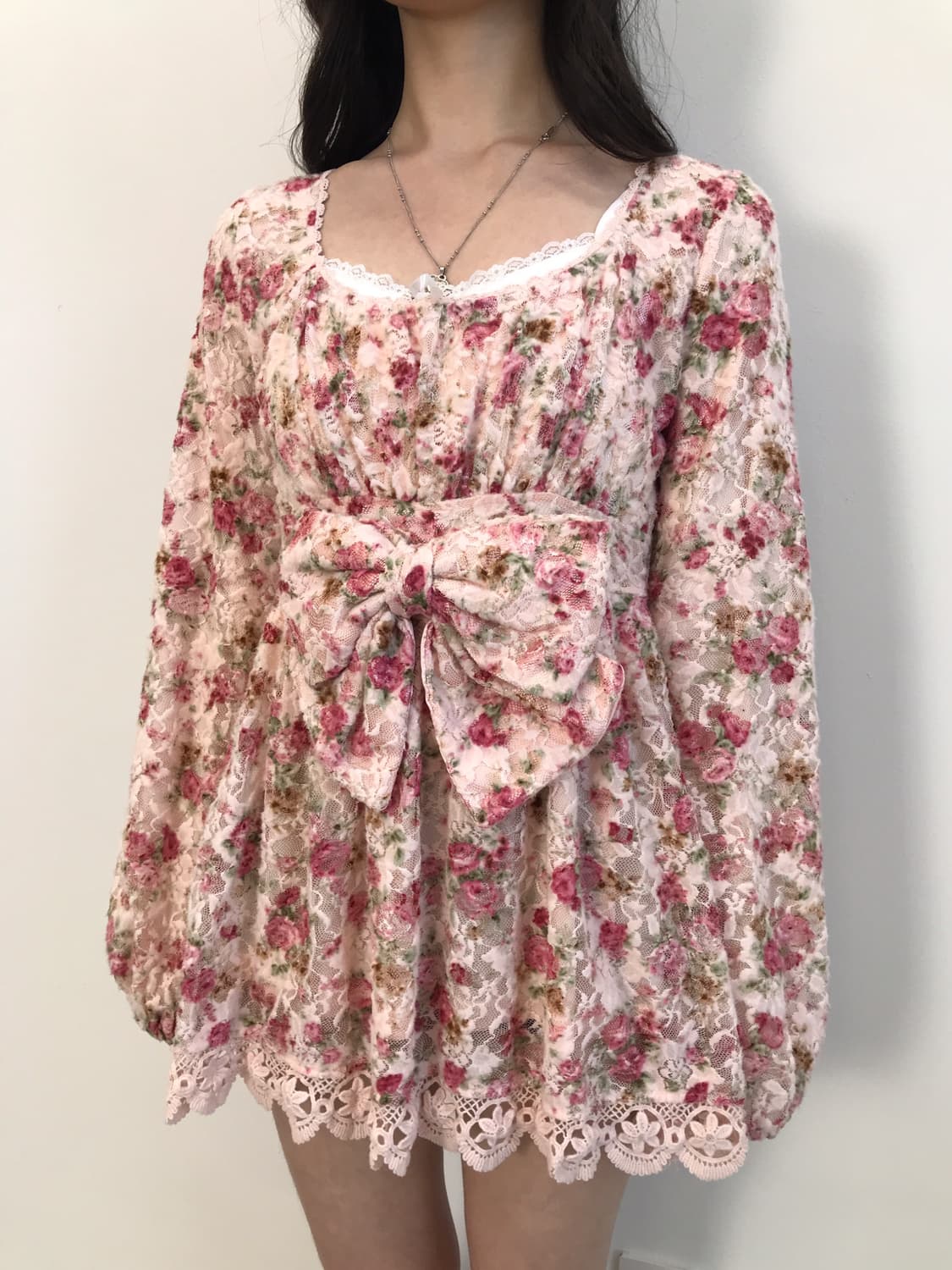 LIZ LISA  Rose Lace Big Ribbon Onepiece 상품이미지2