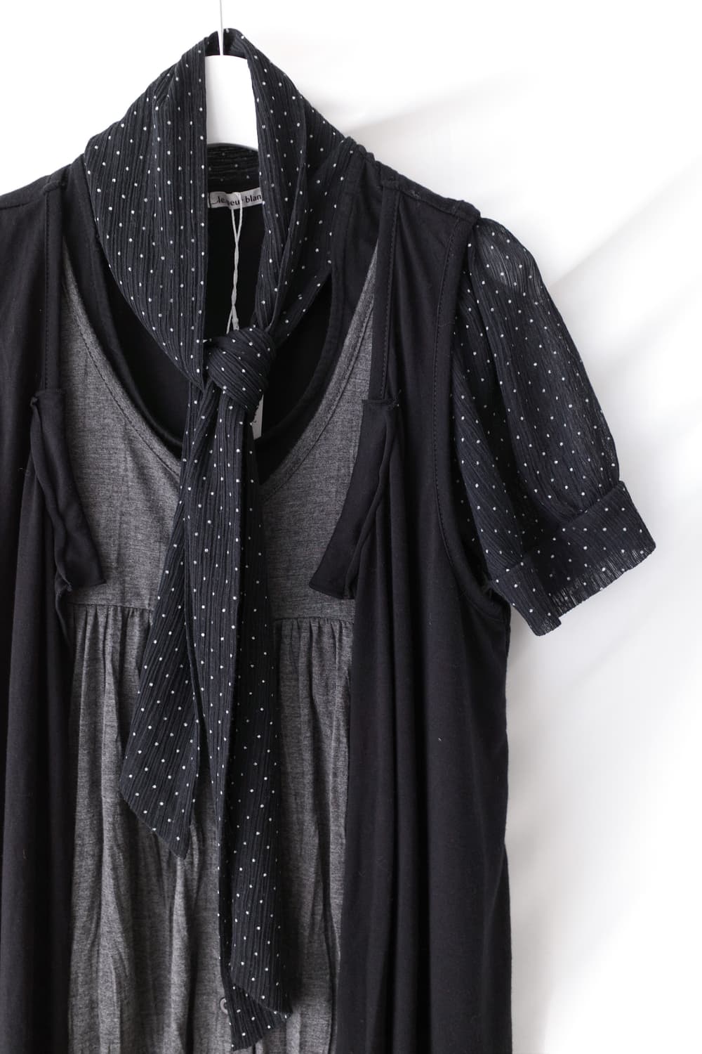 dot tie half T + sleeveless cardigun set 상품이미지2