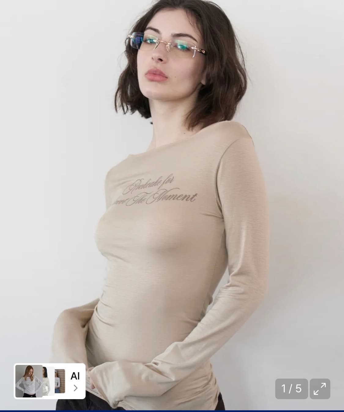 락케이크 Cursive Mesh Top - Beige 상품이미지1