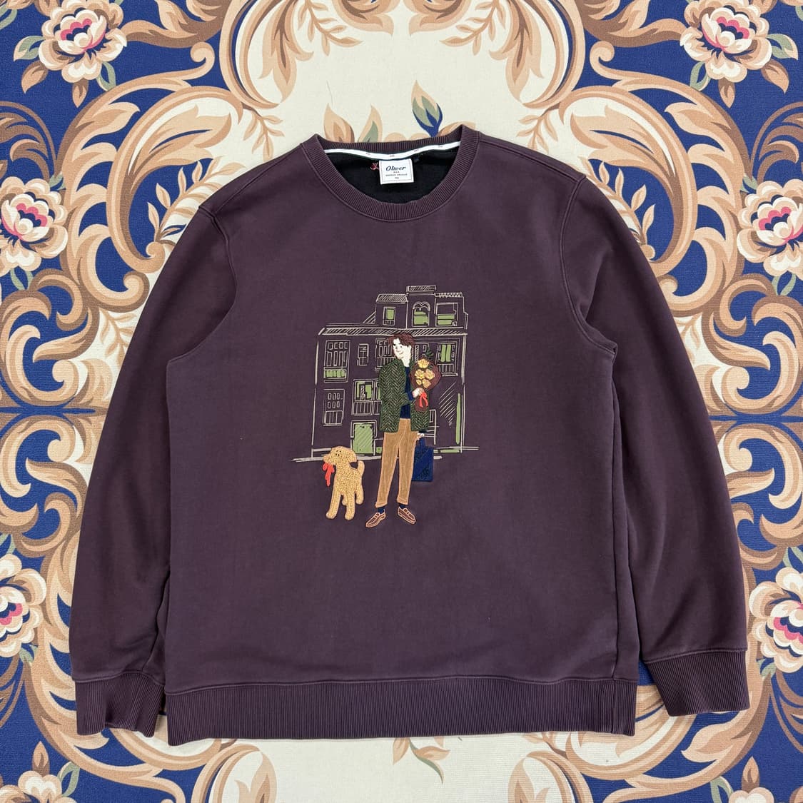 (XXL)올젠 OLZEN 올리버 엠브로이드 맨투맨 상품이미지1