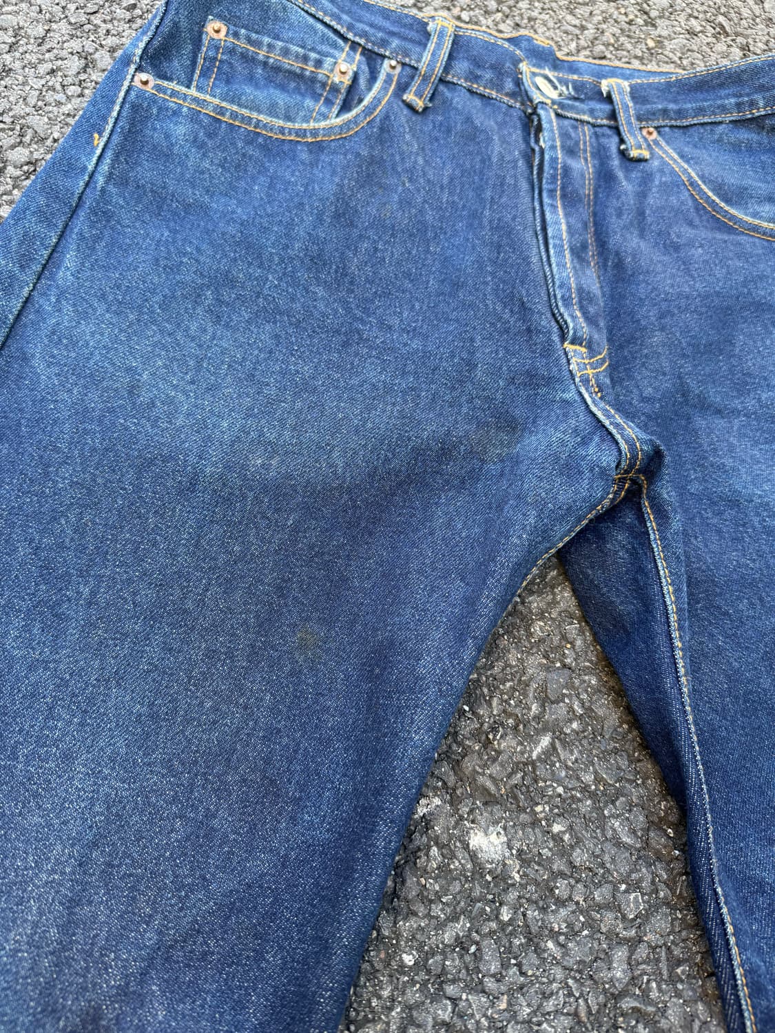 90‘s Levi’s 빈티지 501 인디고 컬러 컷팅 데님팬츠 상품이미지4