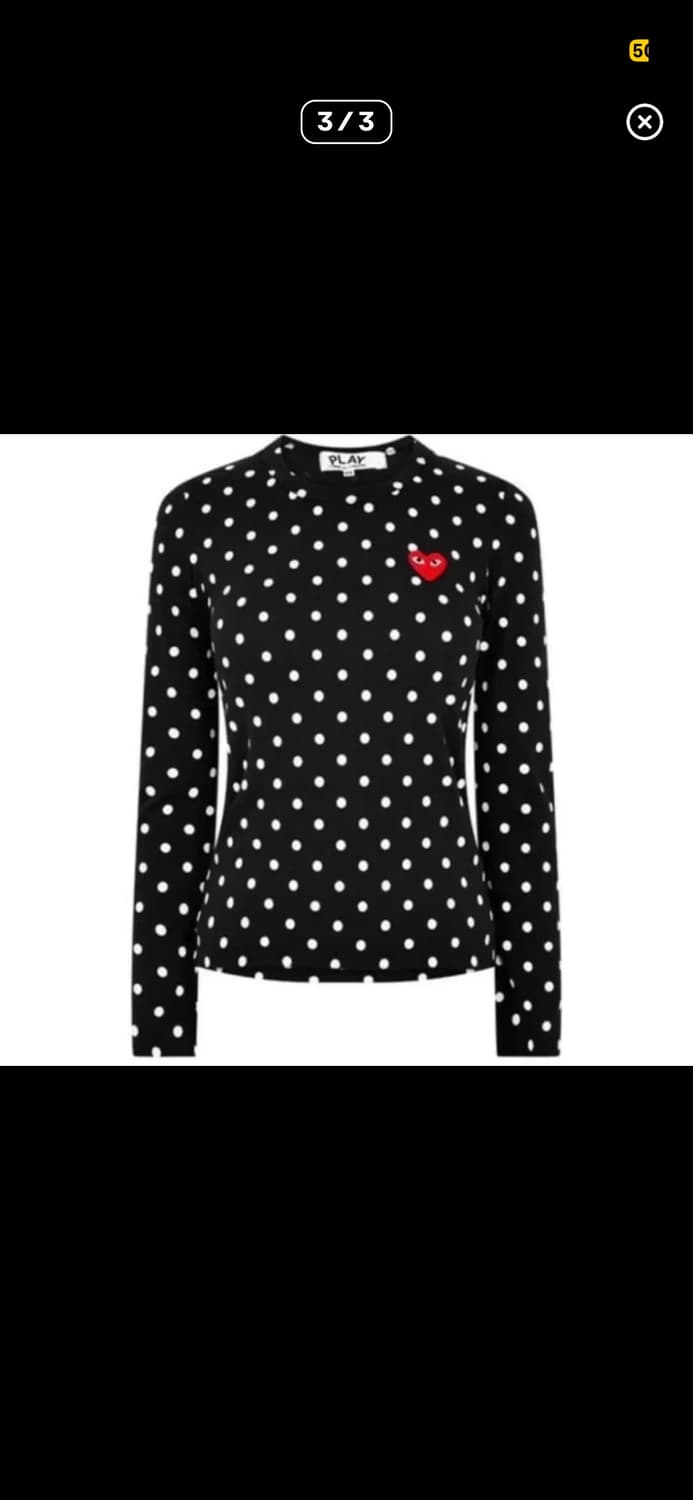 급처)꼼데가르송 도트 땡땡이 긴팔티셔츠 s 코이세이오 미스치프 쓰리타임즈 상품이미지3