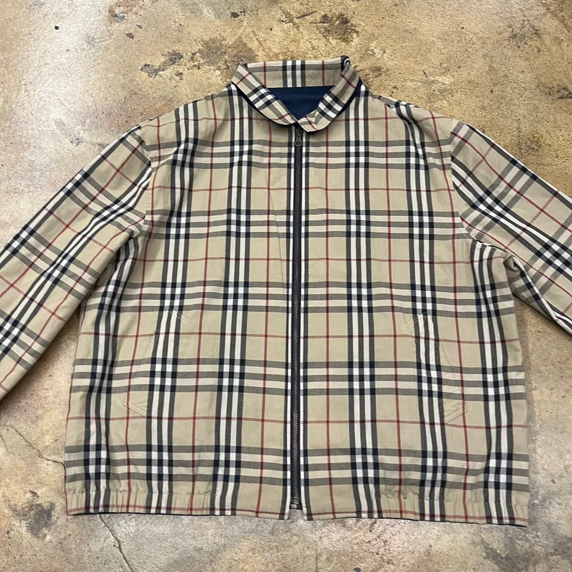 [정품] 버버리 체크 패턴 집업 네이비 양면 자켓 b17 상품이미지3