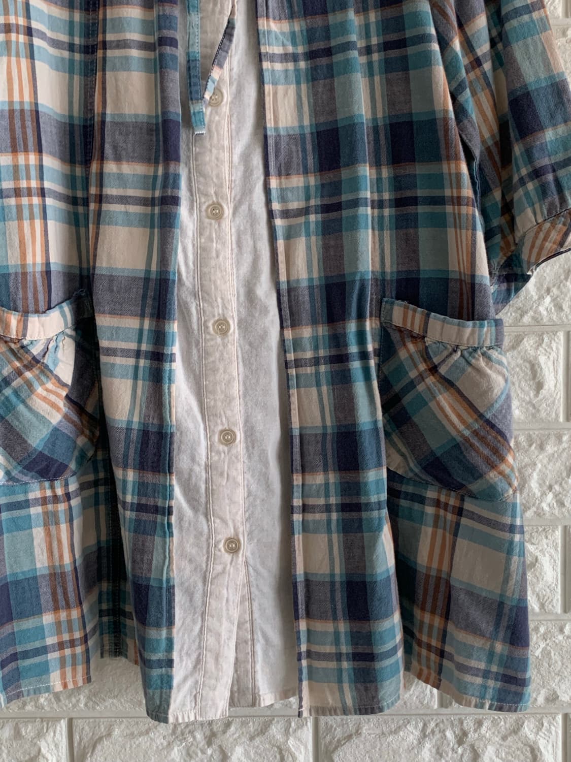 모리 바선생 레이어드 체크 원피스 상품이미지3