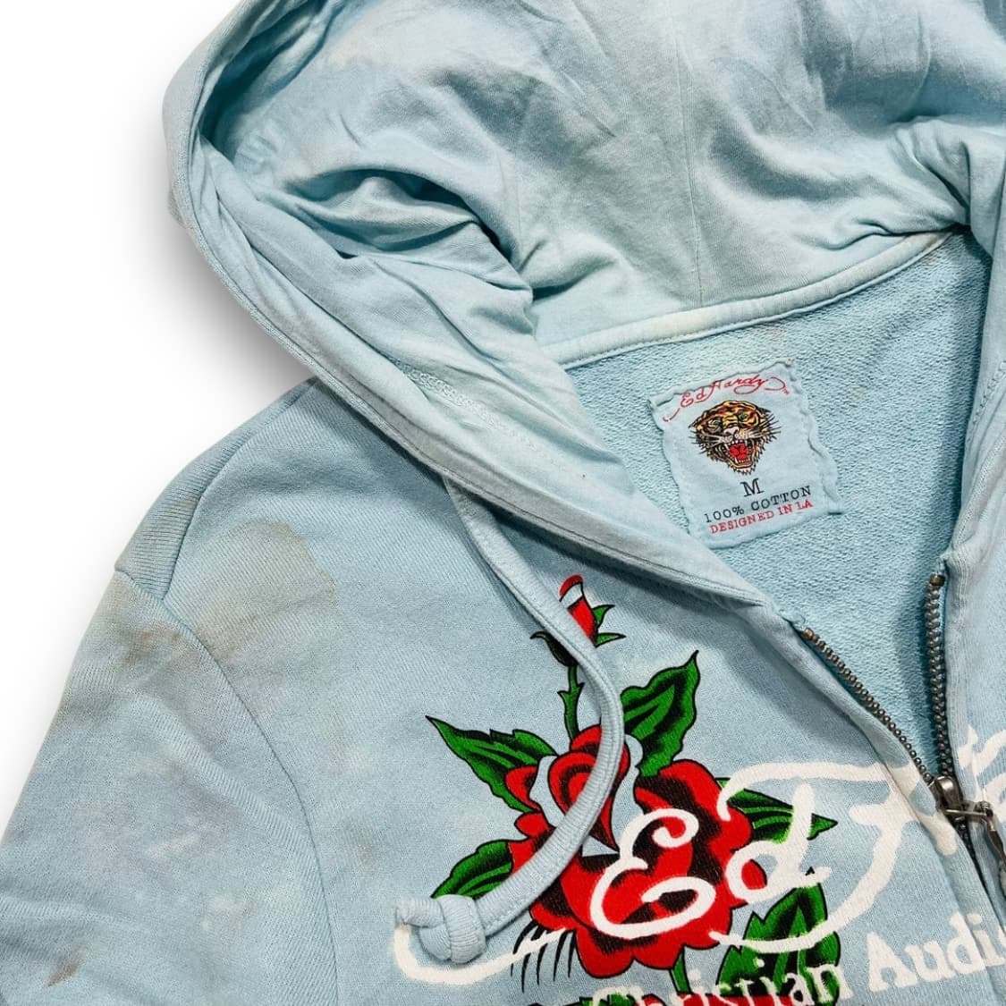 펑크 에드 하디 로즈 스컬 올드스쿨 타투 투웨이 후디 집업 상품이미지4