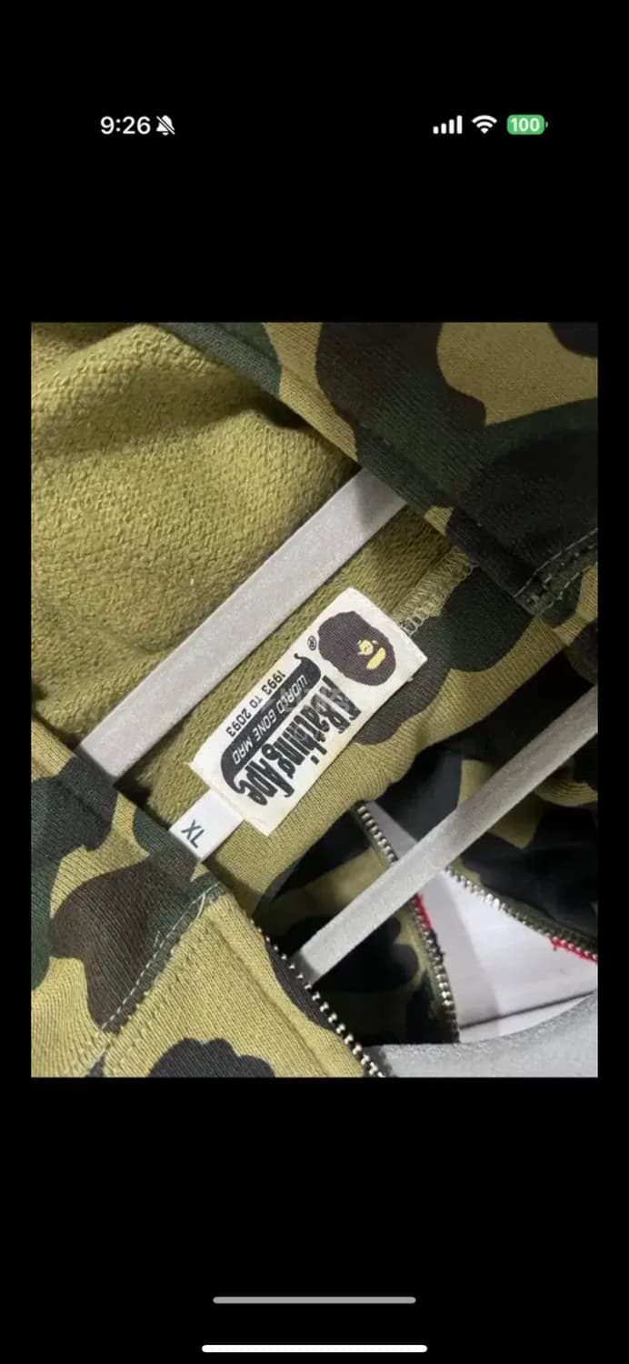 베이프 녹계 샤크후드집업 XL 상품이미지3