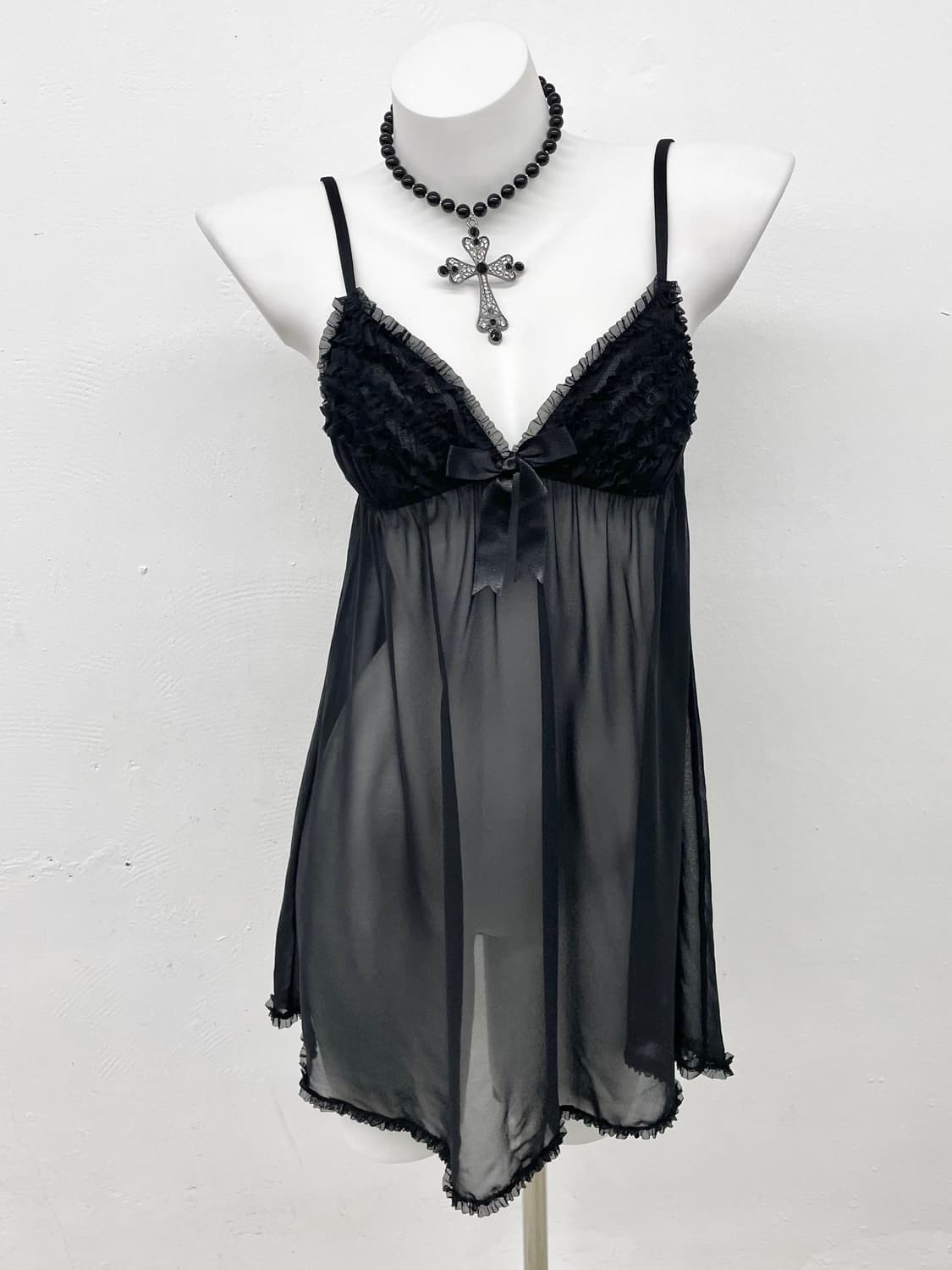 블랙 프릴 시어 슬립 상품이미지1