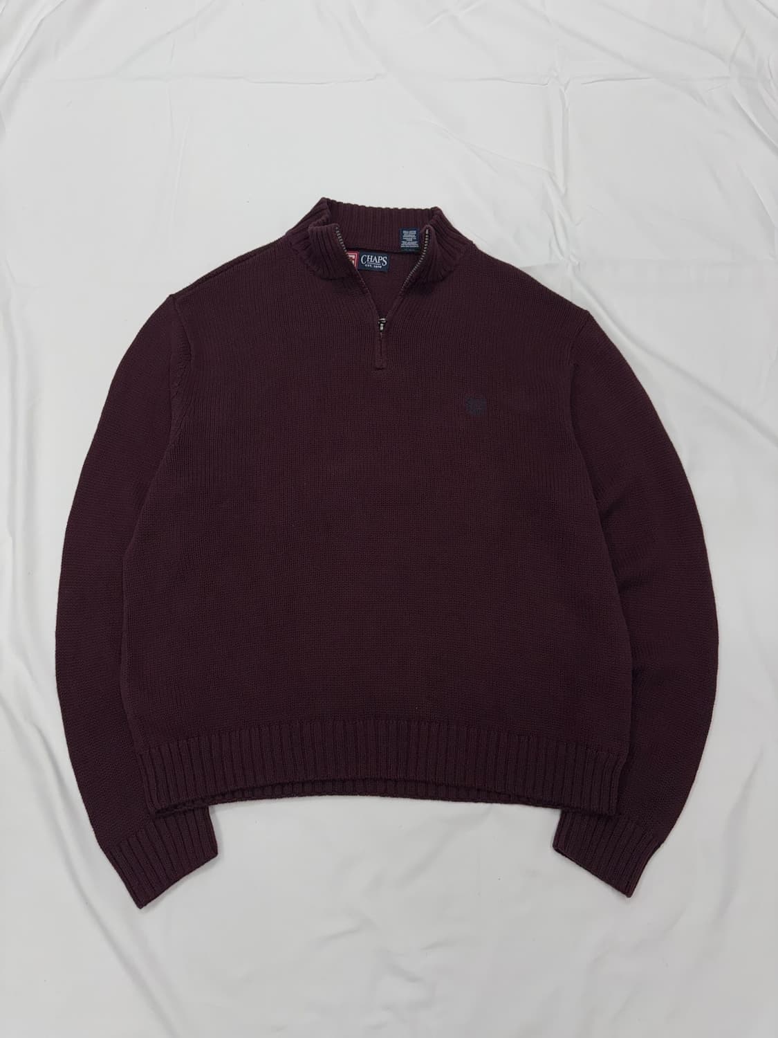 챕스 하프집업 버건디 코튼 니트 스웨터 상품이미지2