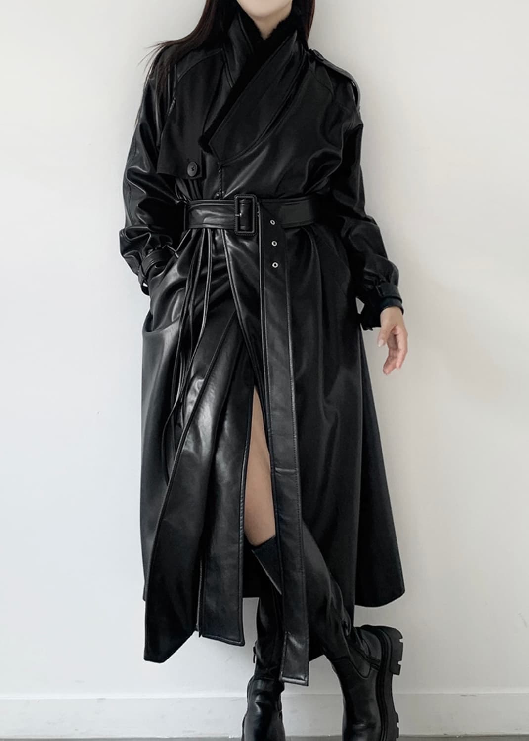 쓰리엠 두루마리 레더 롱코트  상품이미지1