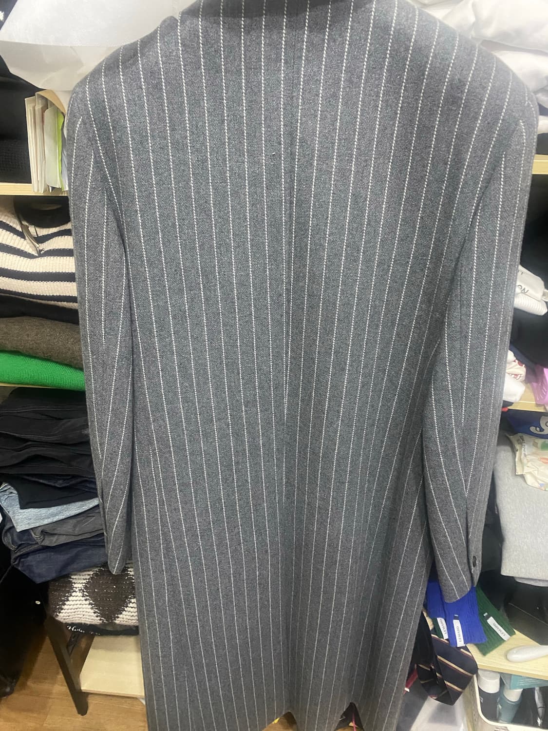 STU 스트라이프 클래식 코트 그레이 M 상품이미지4