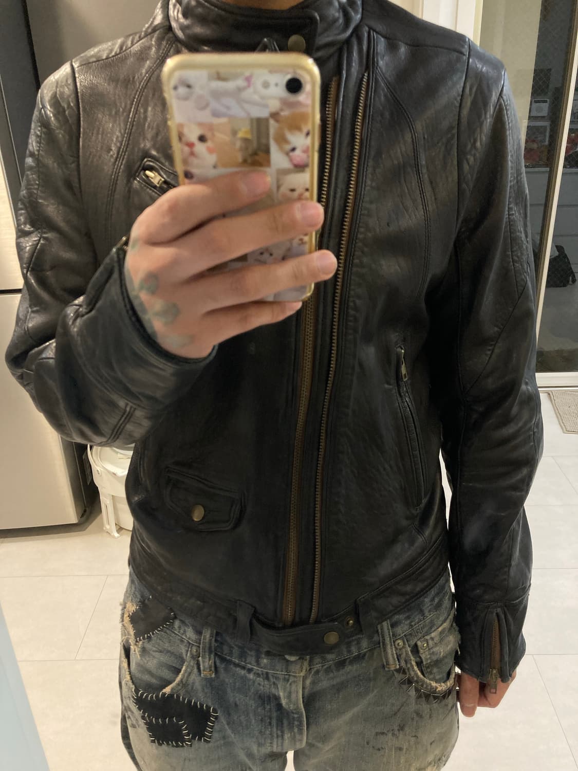 더블 지퍼 가죽 자켓 상품이미지10