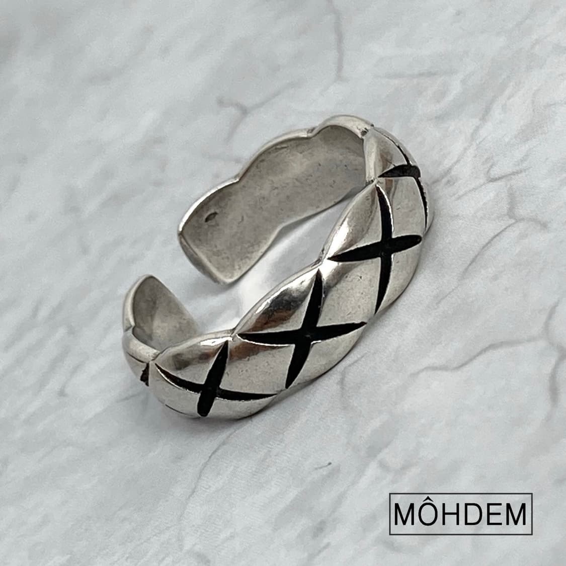 [Unisex] Coco 엠보 체크 실버 반지 상품이미지7