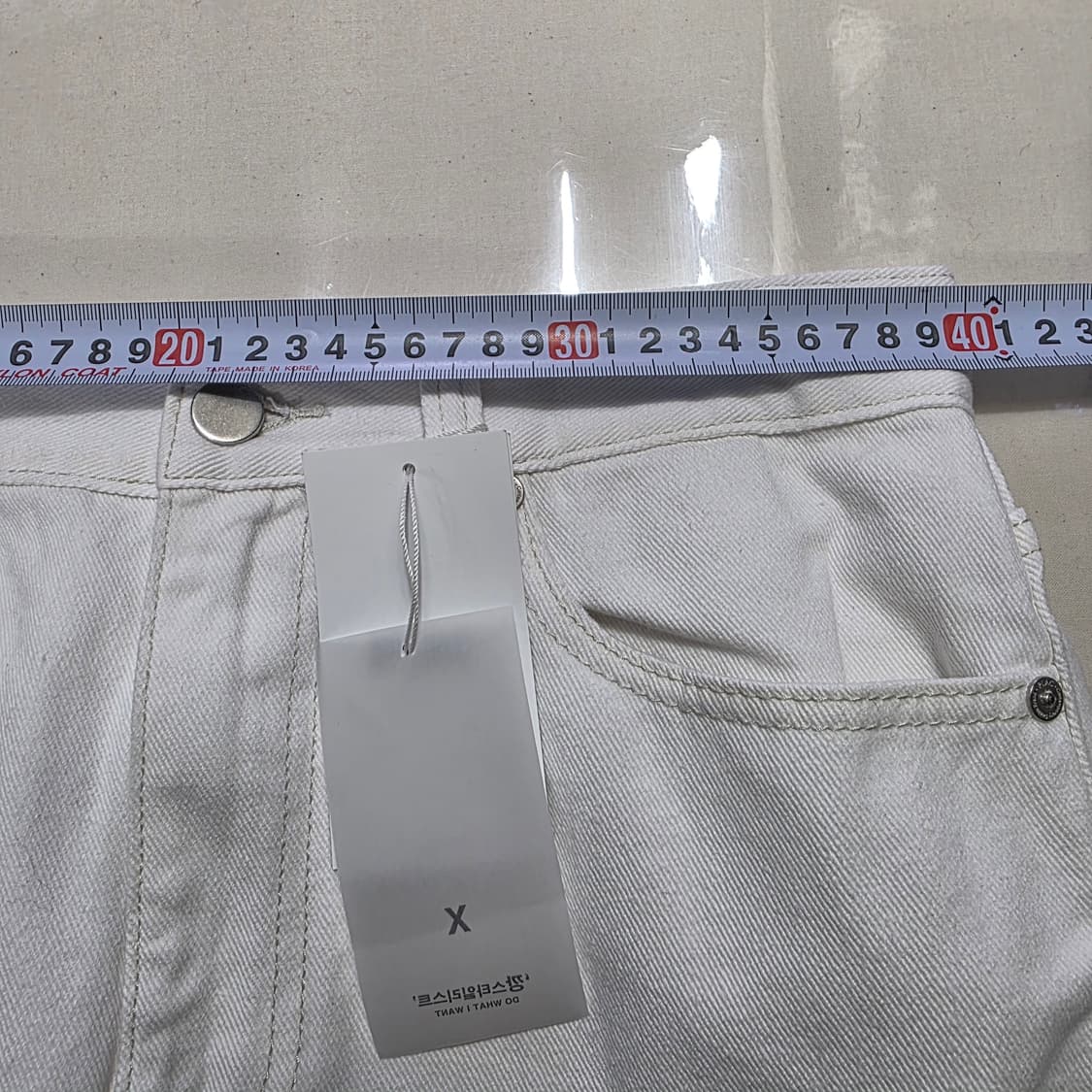 1137 플랙 PLAC 화이트 팬츠 32 남성 면바지 상품이미지3