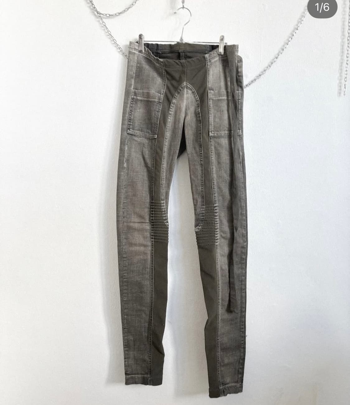 릭오웬스 초기 아카이브 머드워시드 바이커 레깅스 상품이미지1