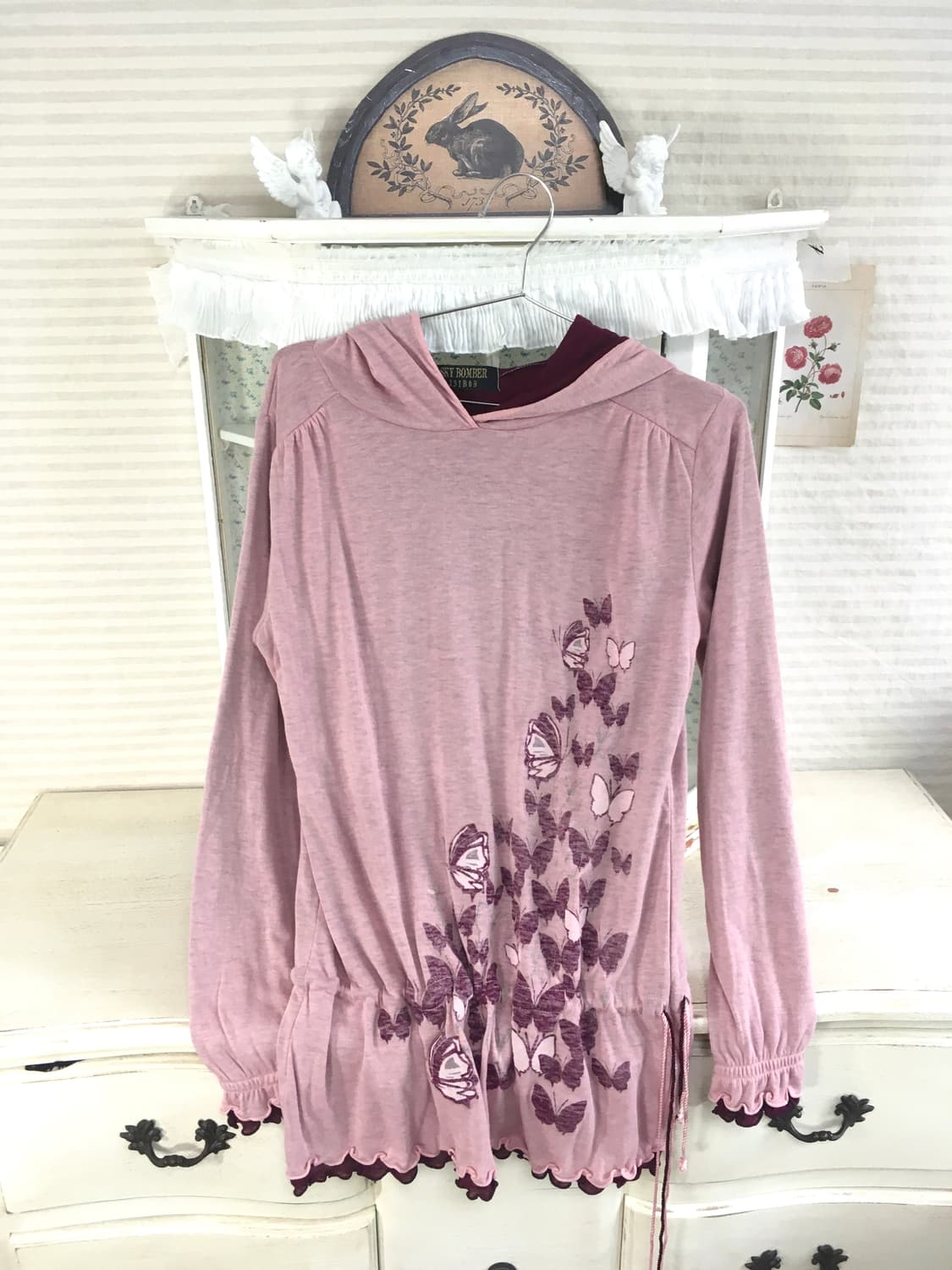 jpn vintage 오리엔탈 나비 셔링 후드티 상품이미지7