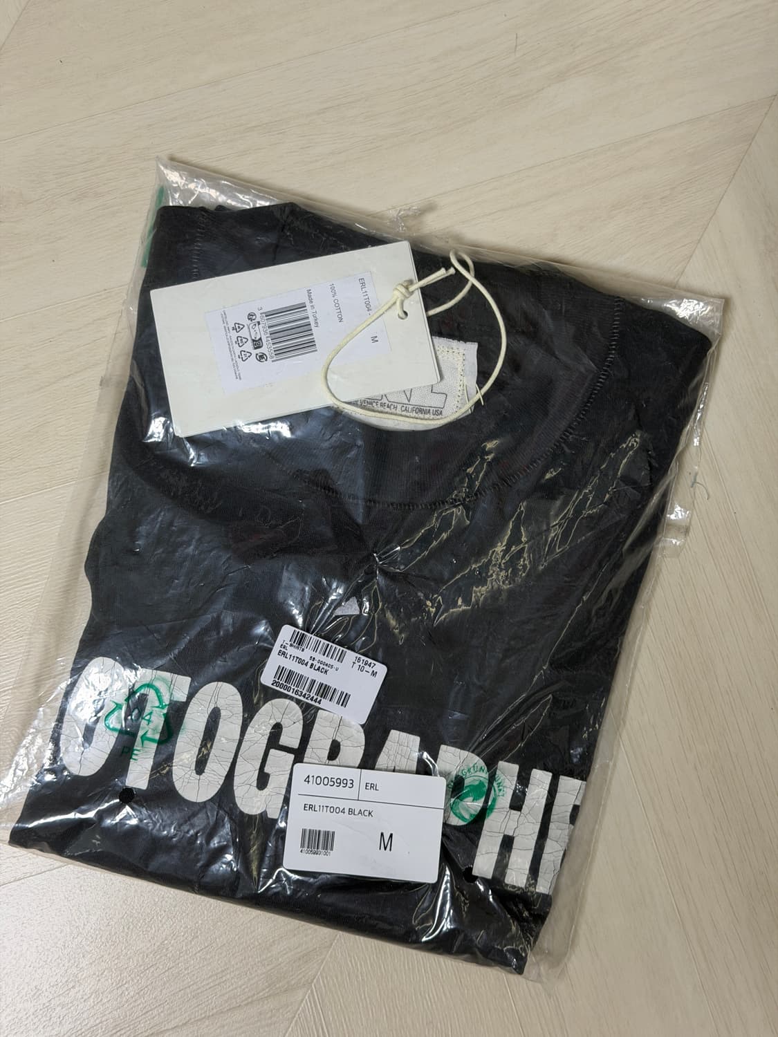 ERL 포토그래퍼 프린팅 티셔츠 블랙 M 새상품 상품이미지6