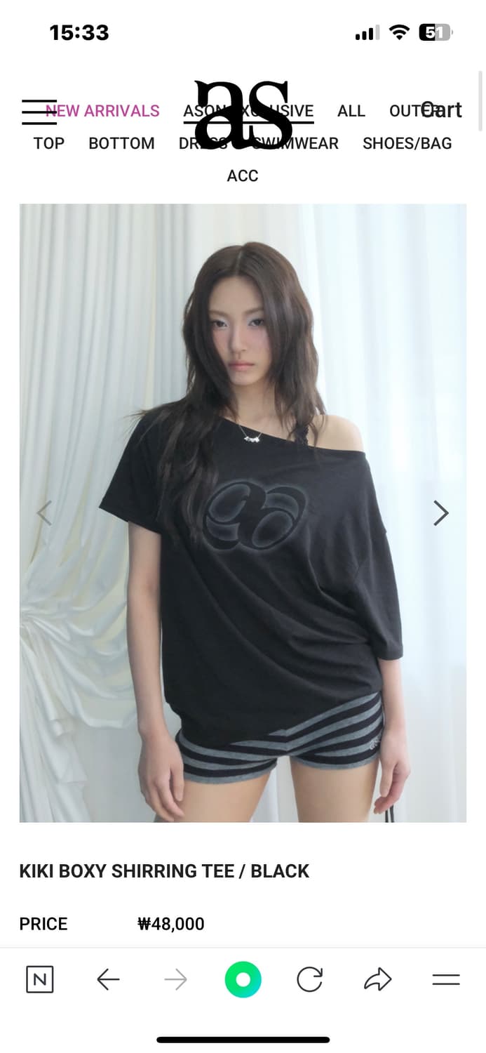 애즈온 키키 박시 셔링 티 블랙 상품이미지3