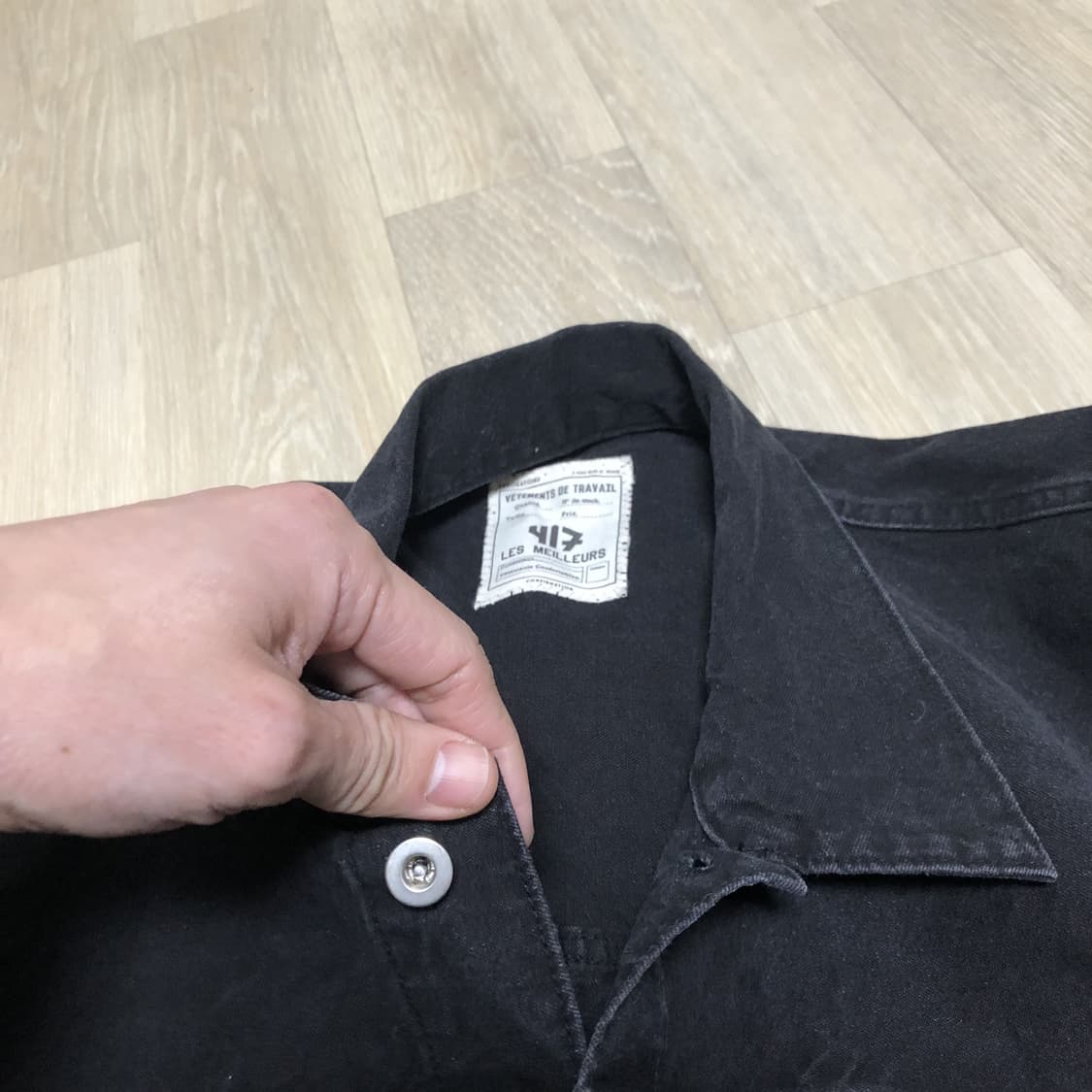 (L) 새상품 417 by EDIFICE 에디피스 1st 흑청 데님 셔츠 상품이미지6