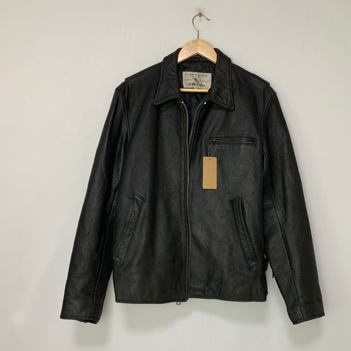 아비렉스 USA 빈티지 벨티드 지퍼 소가죽 리얼 레더 자켓 남성 M 상품이미지2