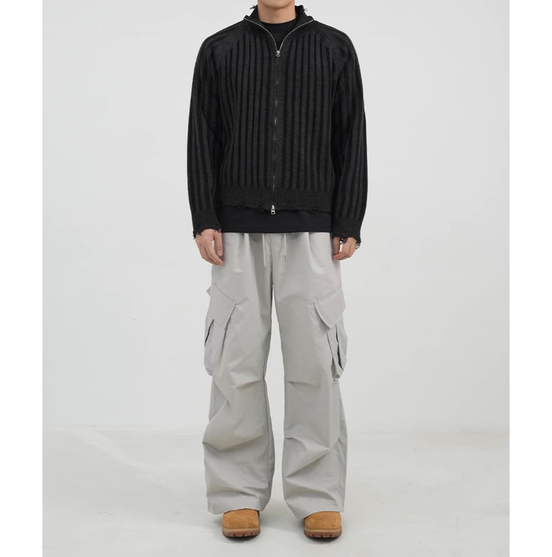 시미오 디스트로이드 크롭 니트 집업 상품이미지3