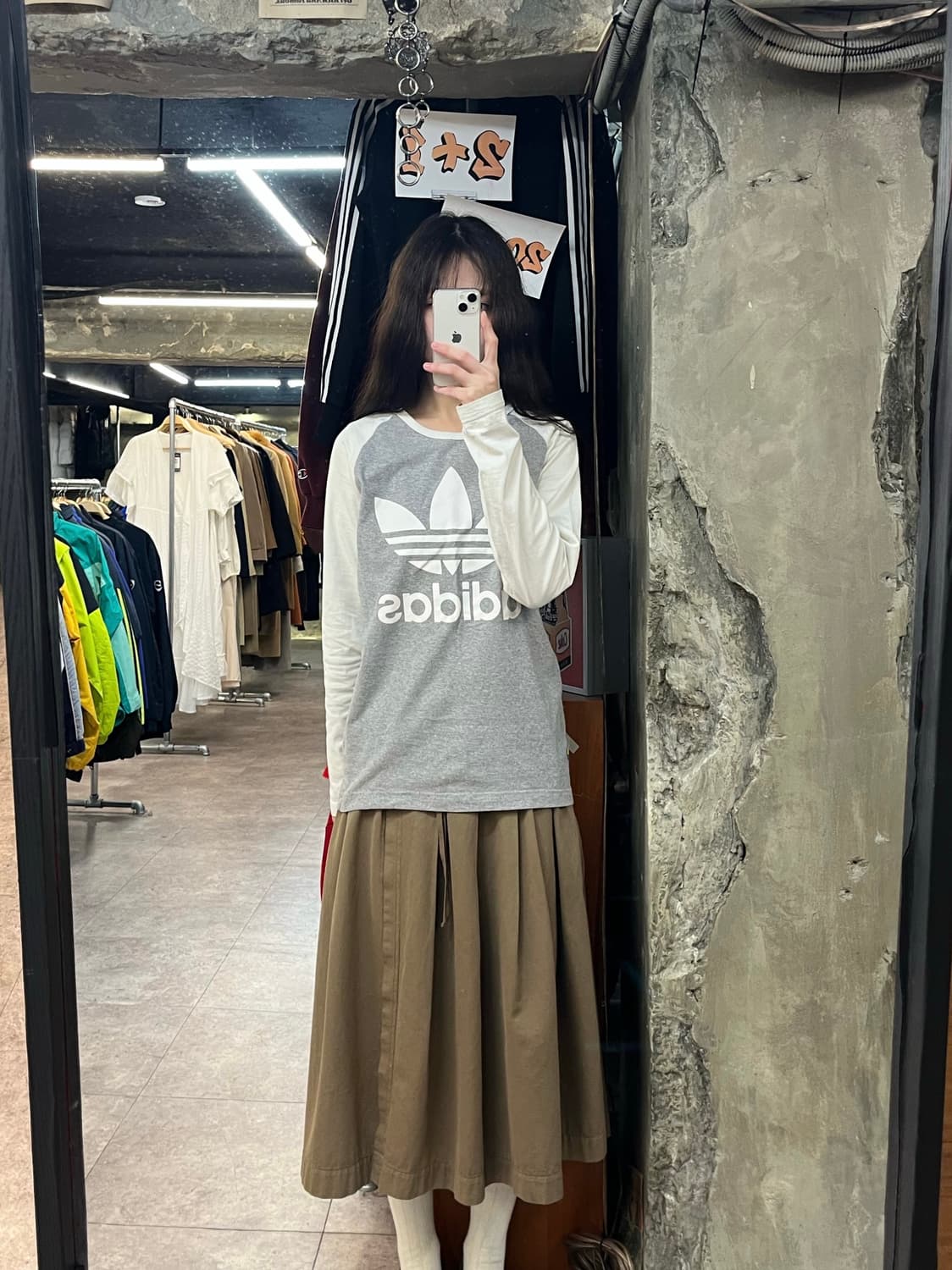 아디다스 배색 긴팔티 그레이 95 #csz3695 상품이미지2