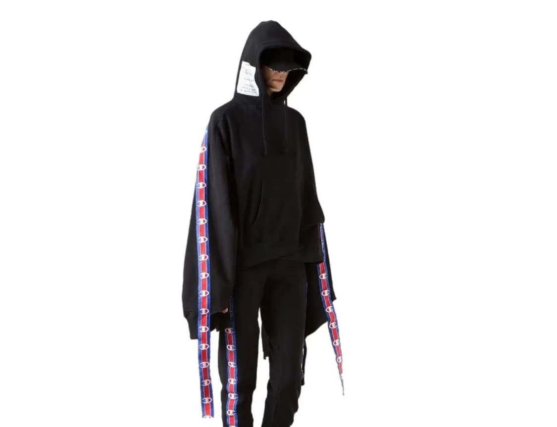 뎀나 베트멍 x 챔피온 17ss 테이핑 오버핏후드 상품이미지1