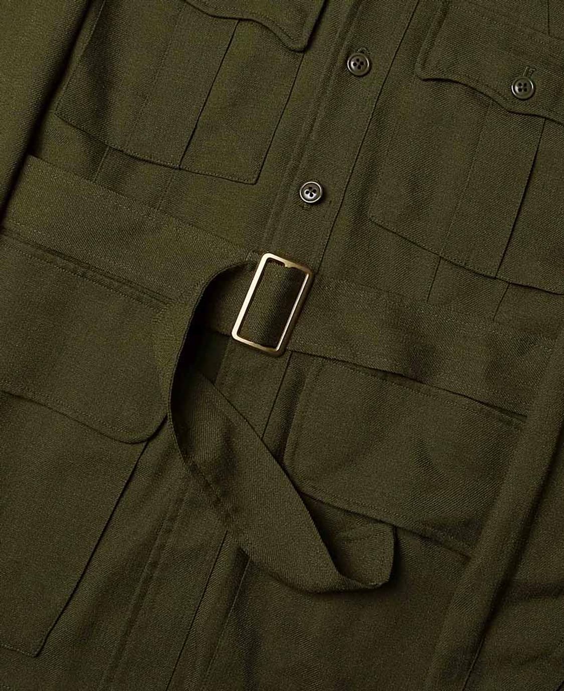 빔즈 플러스 [Beams +] 카키 코마츠 원단 사파리 벨티드 자켓 상품이미지4