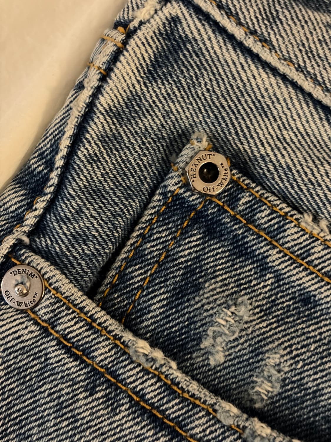 [31] 22SS 오프화이트 아웃라인 데님팬츠 청바지 연청 상품이미지5