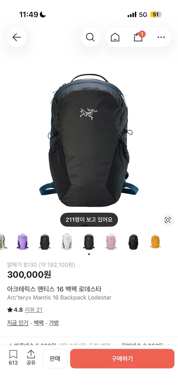 아크테릭스 멘티스 백팩 상품이미지1