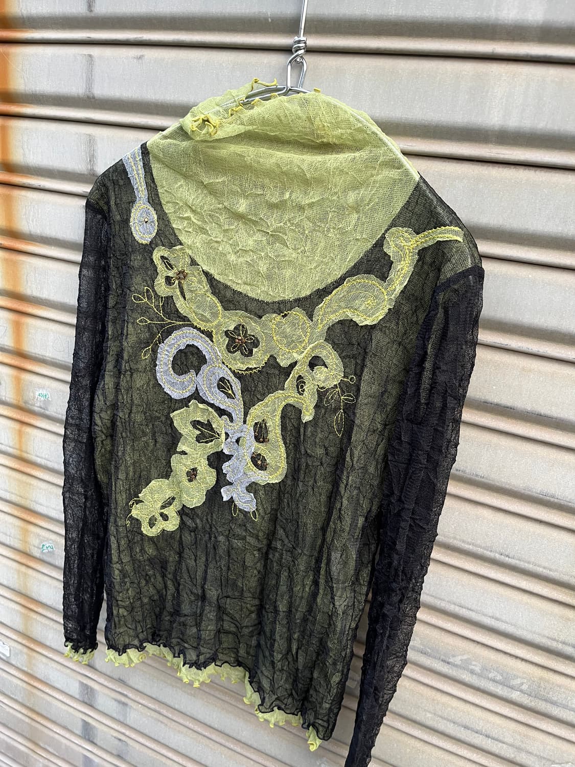 Vintage (Japan made) 애스닉 패턴 시스루 상품이미지1