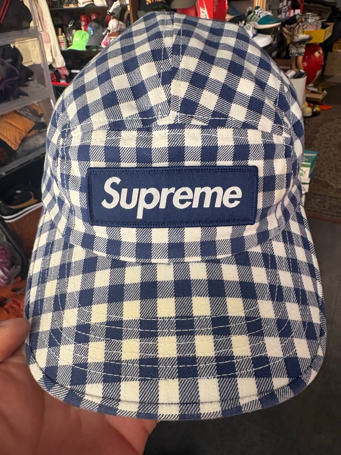 슈프림 깅엉 체크 캠프캡 상품이미지1