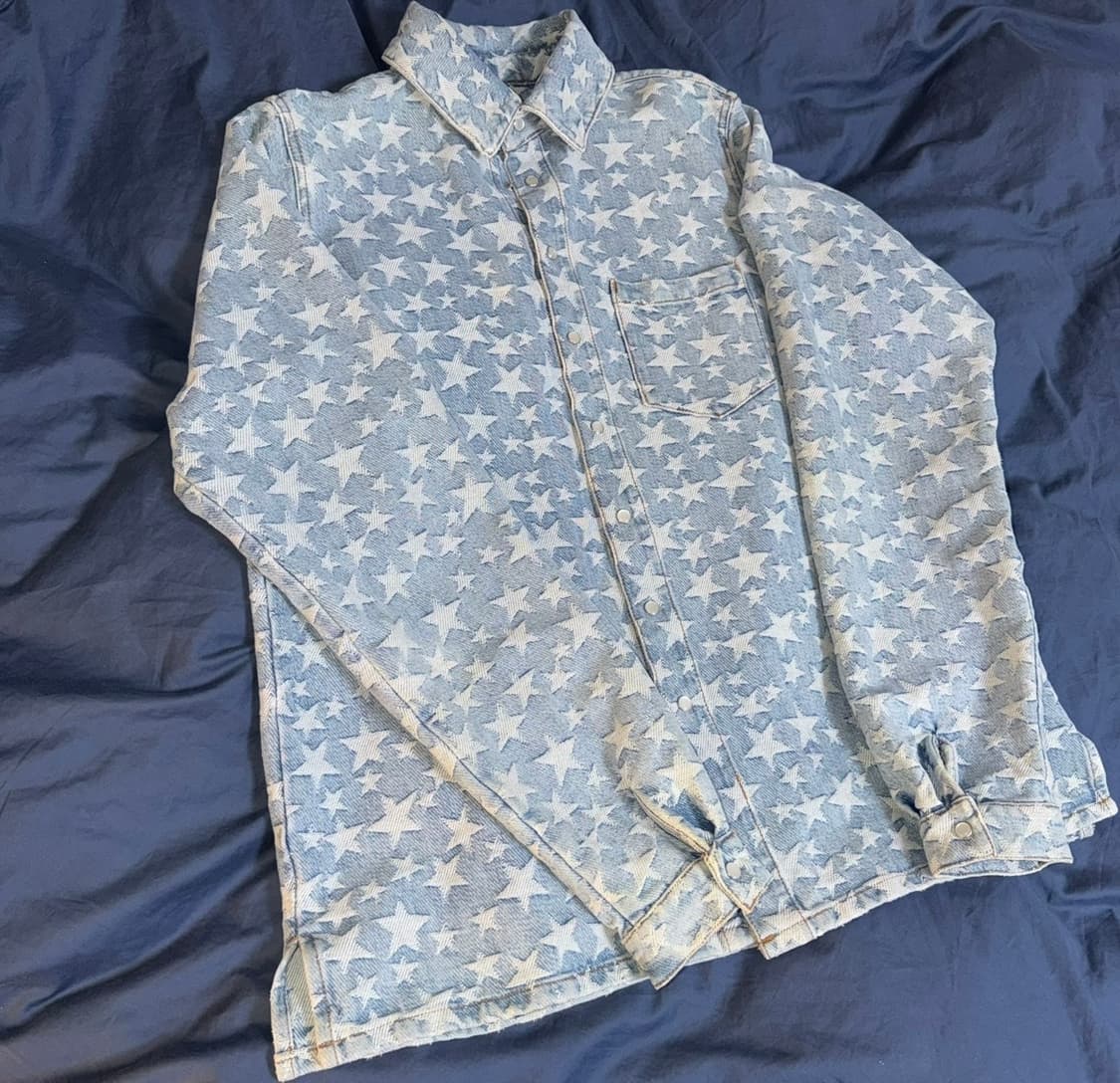 (M) ERL 이알엘 스타 패턴 데님 셔츠 + 반바지 상품이미지7