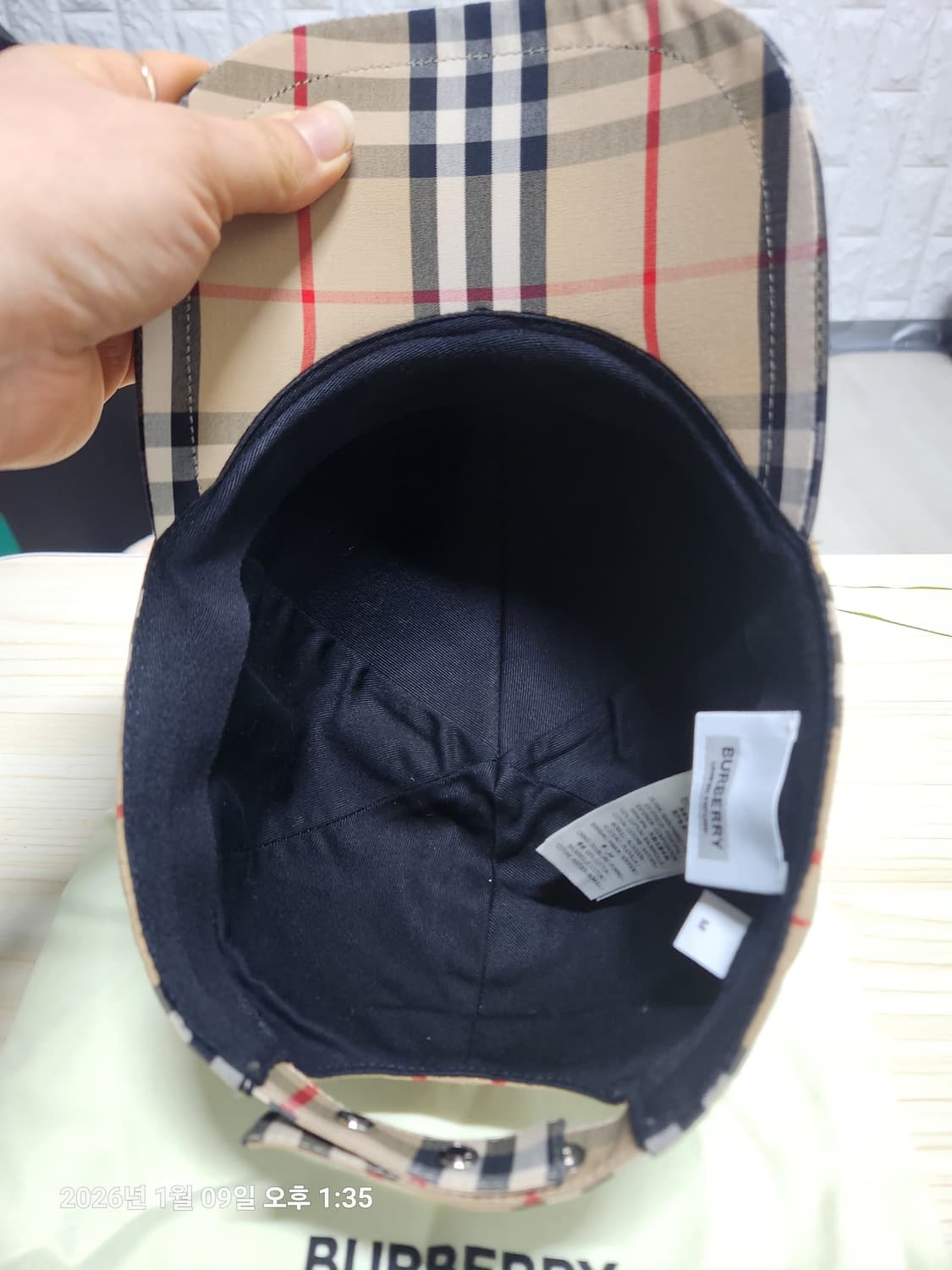 (정품) 버버리 TB체크 볼캡 모자 M(57cm정도) 상품이미지5