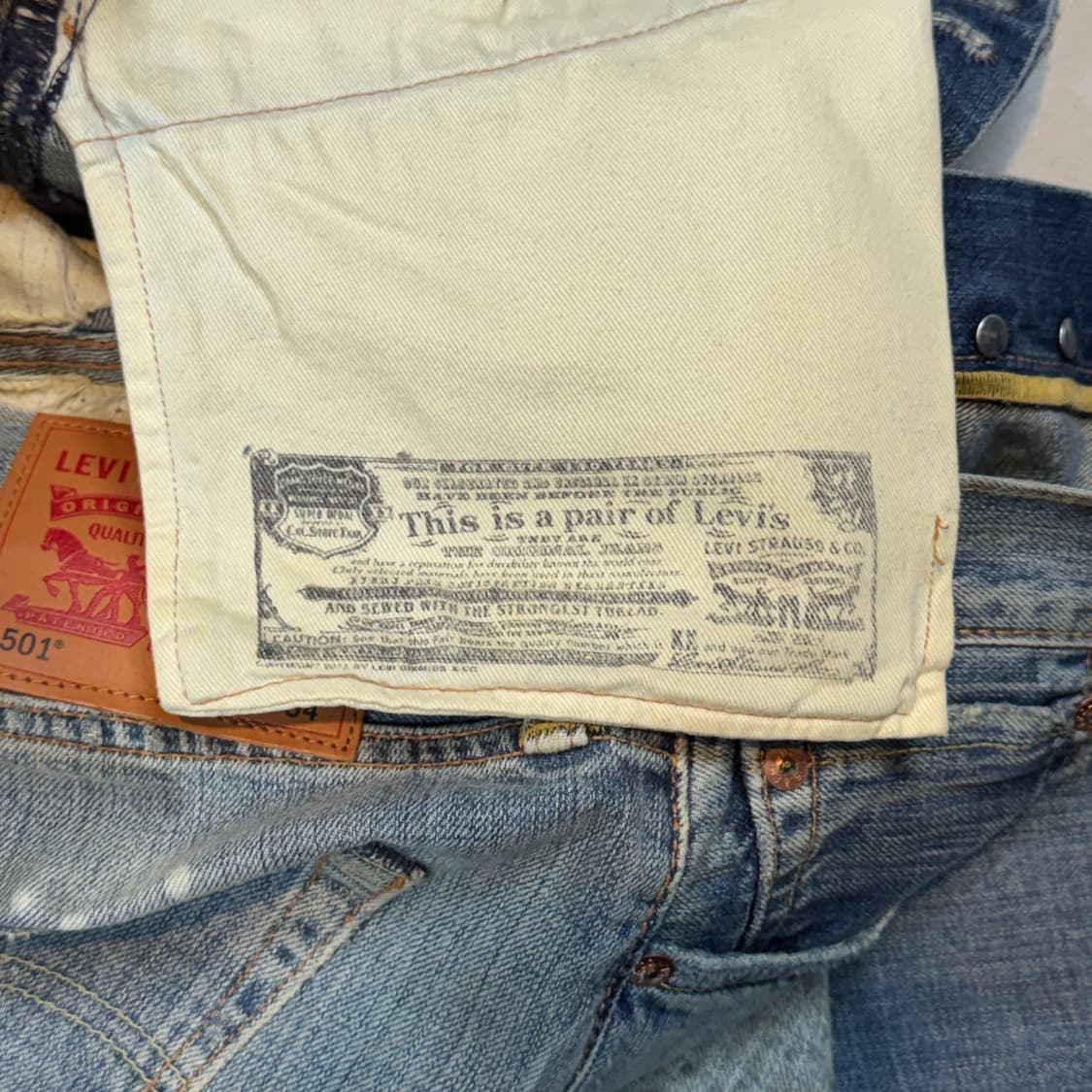 32inch) 리바이스 501 보로 데미지 워싱진 데님 청바지 상품이미지10