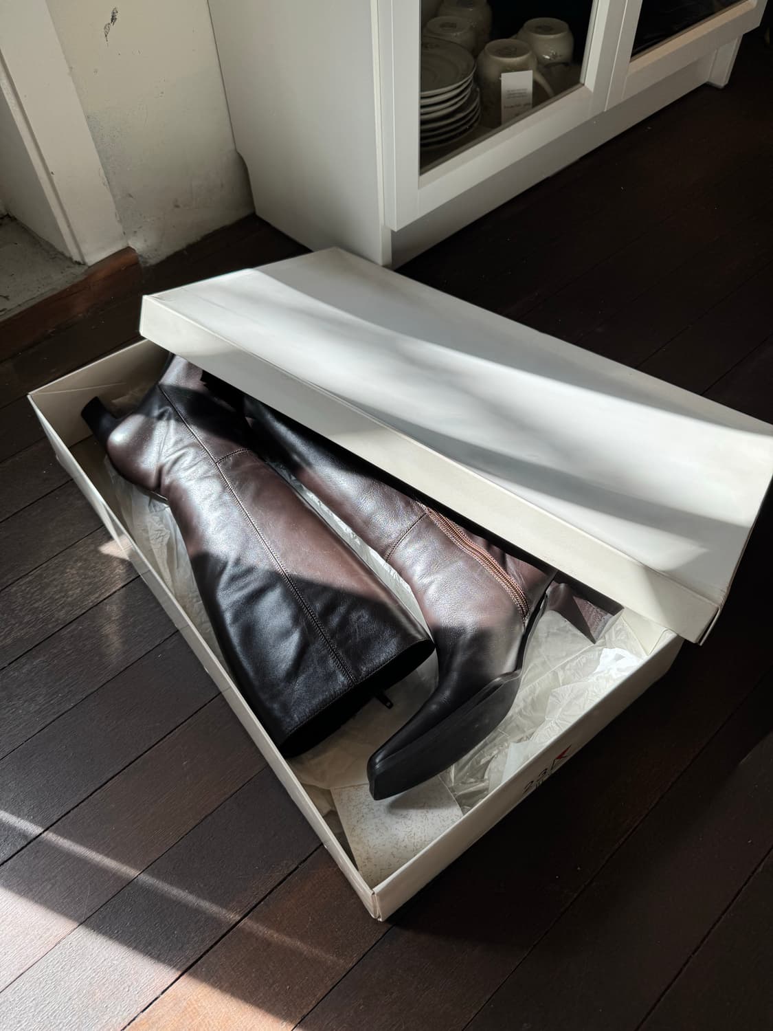 [MADE IN ITALY] 23구 스퀘어 토 가죽 롱부츠 상품이미지6