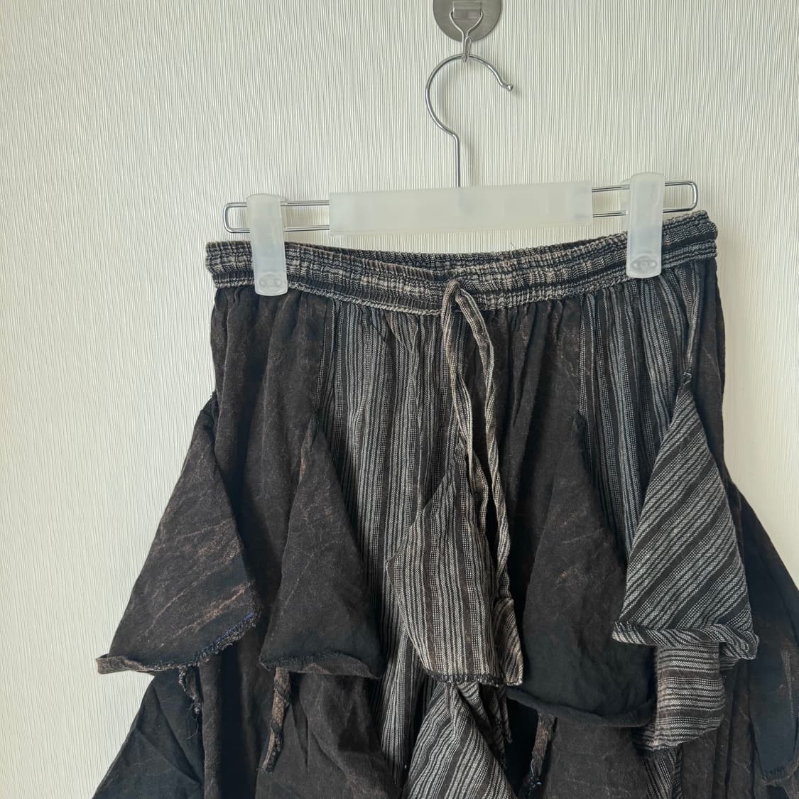 아카이브 그런지 니혼진 펑크 히피 갸루 언발 레이어드 셔링 롱스커트 치마 상품이미지3