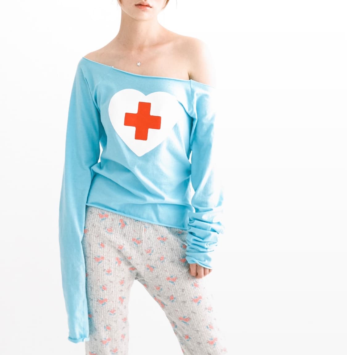 Cherish heart cut off t-shirt mint 상품이미지1