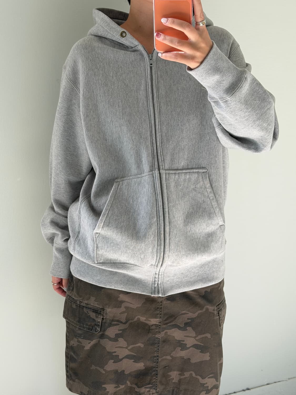 일본빈티지 그레이 기모 후드집업  상품이미지2