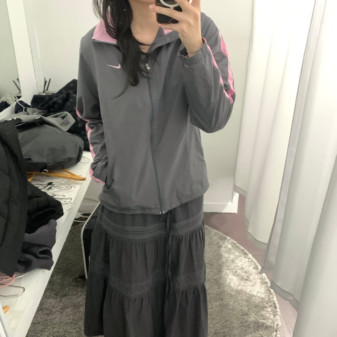 나이키 져지 집업 그레이 핑크 상품이미지1