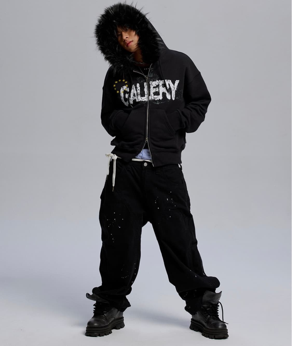 가터갤러리 GALLERY FUR HOOD ZIP-UP_BLACK 상품이미지1