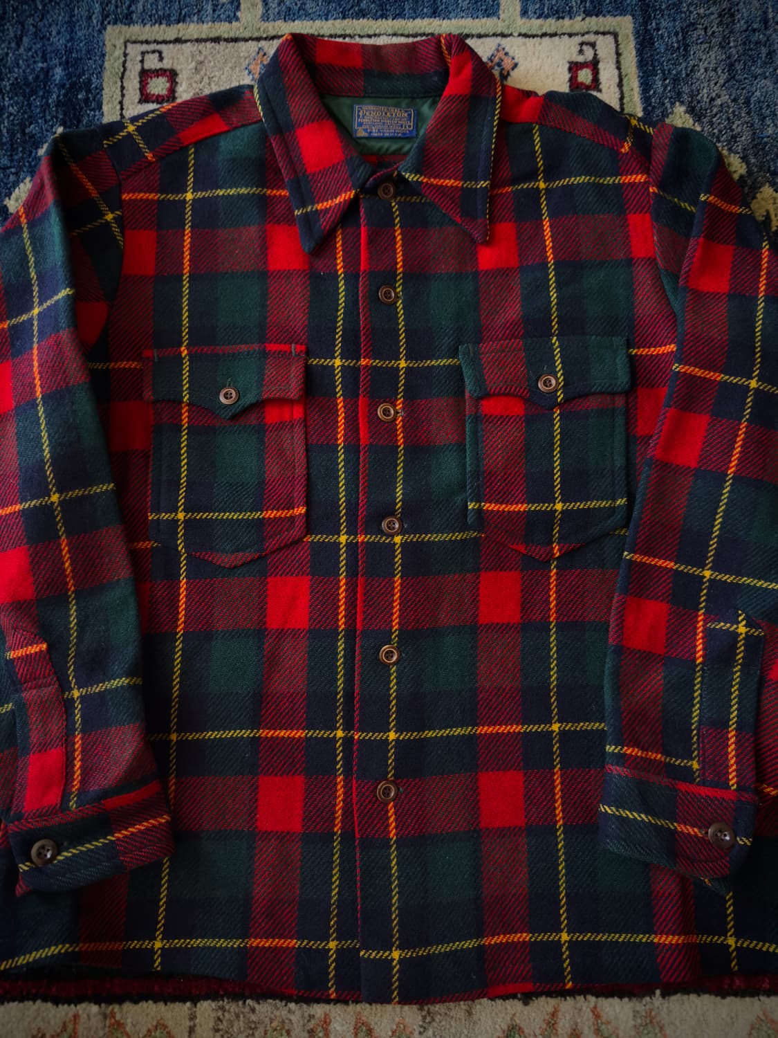 60s 70s Pendleton 퓨어 버진 울 플란넬 체크 셔츠 상품이미지3