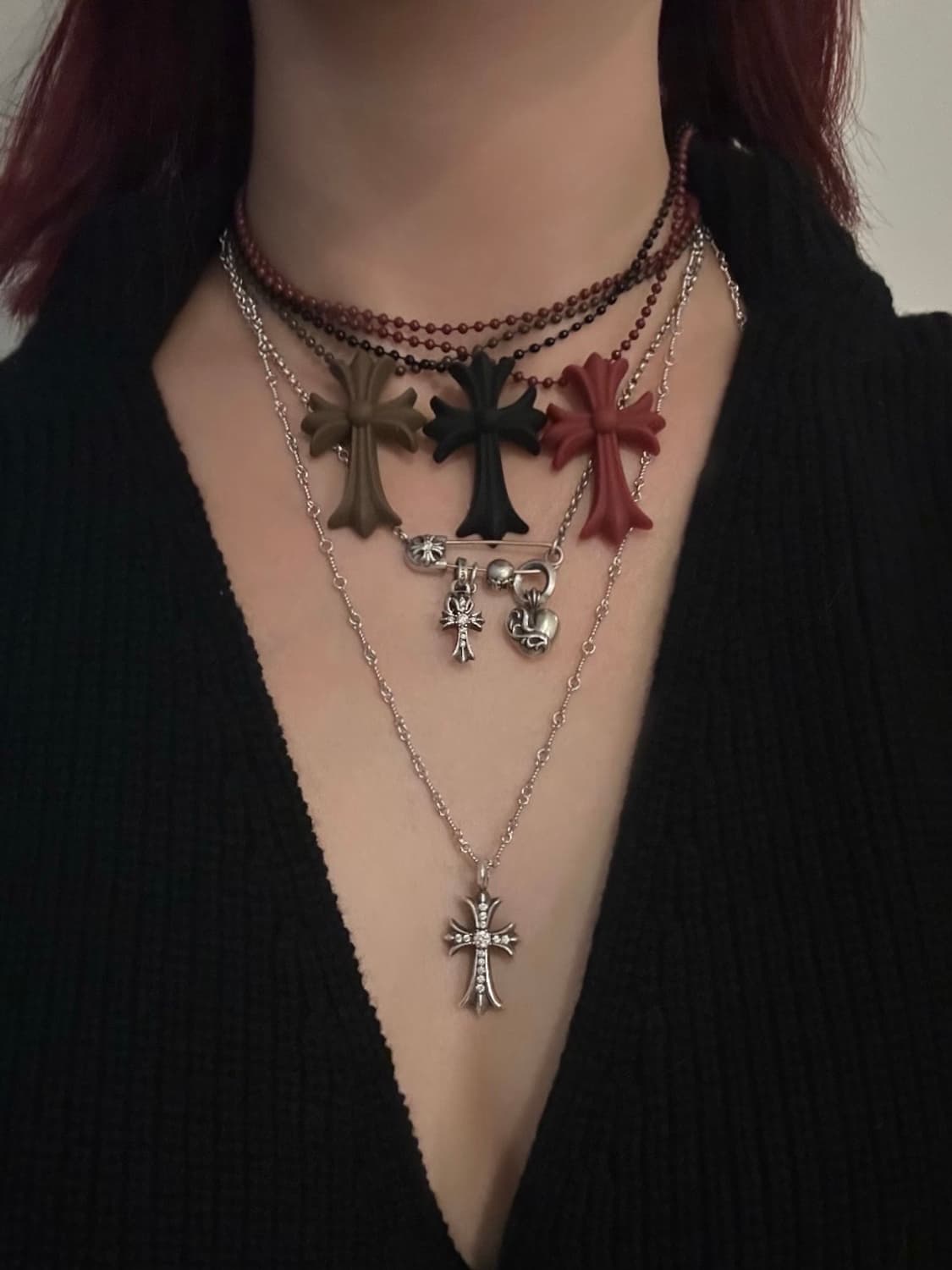 크롬하츠 실리크롬 CH 크로스 펜던트 레드 상품이미지5