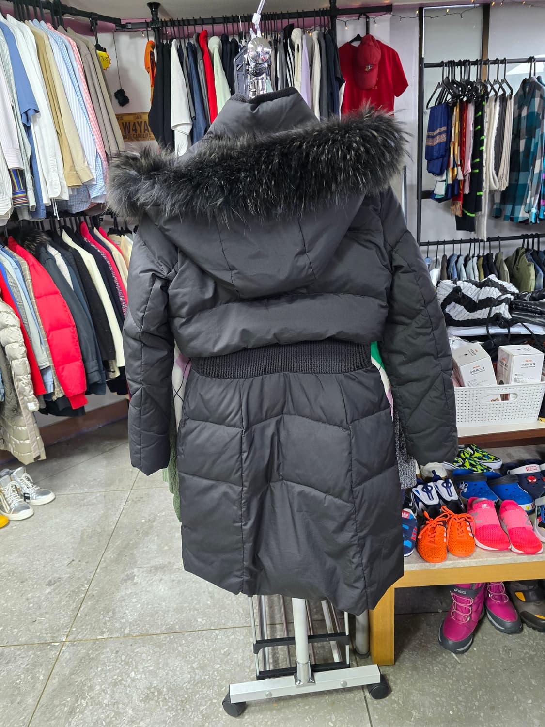 잇미샤 블랙 후드 퍼 롱패딩 (1425) 상품이미지2