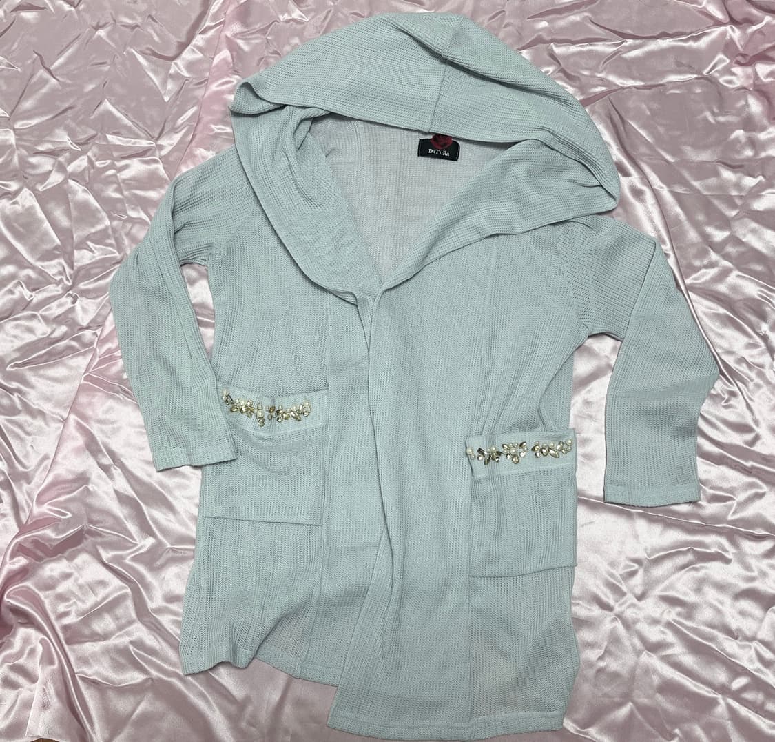 DaTuRa 다츄라 갸루 비쥬 후드 가디건 (베이비블루) 상품이미지1