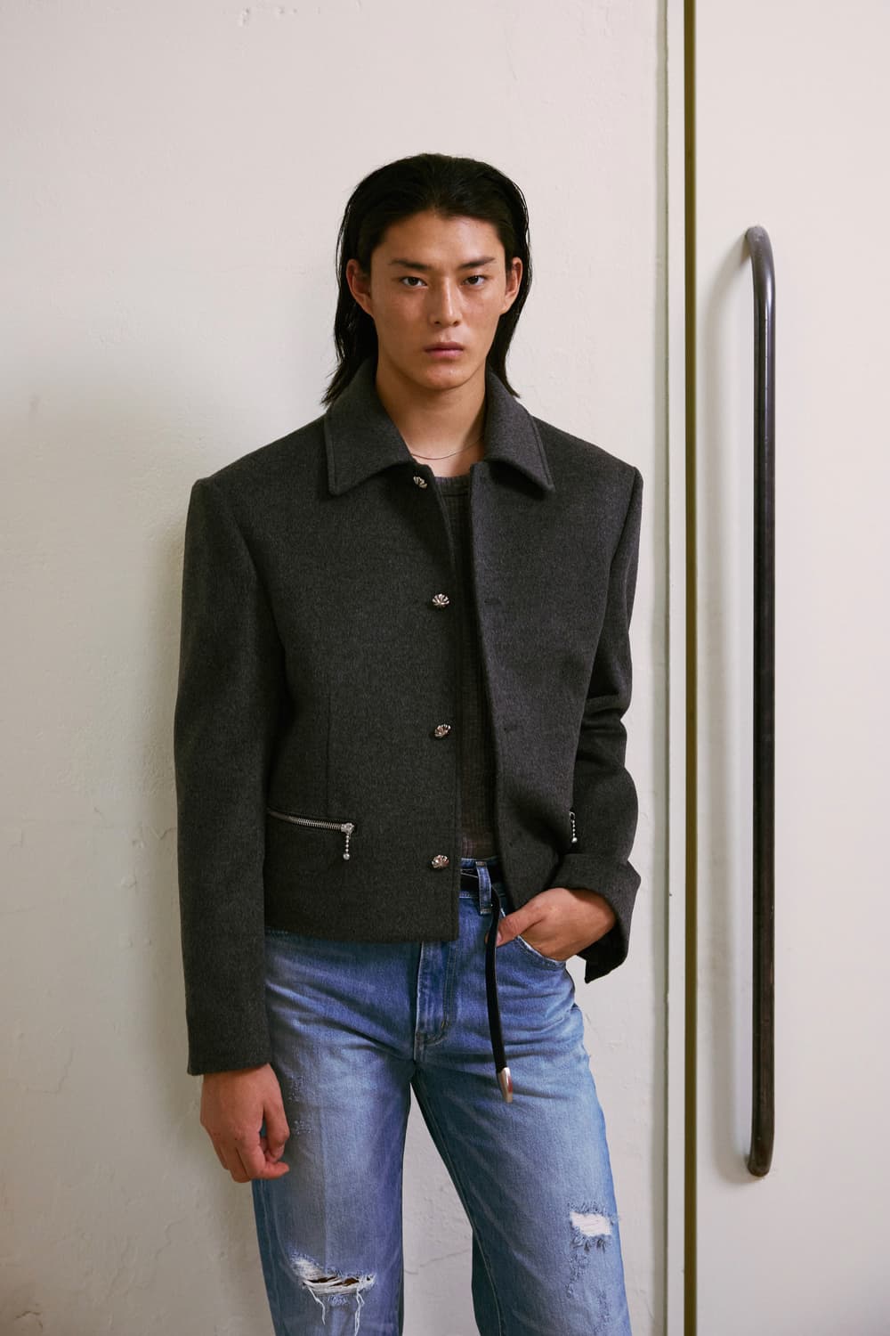 알포/ 캐시미어 - CROP JACKET(그레이) 상품이미지2